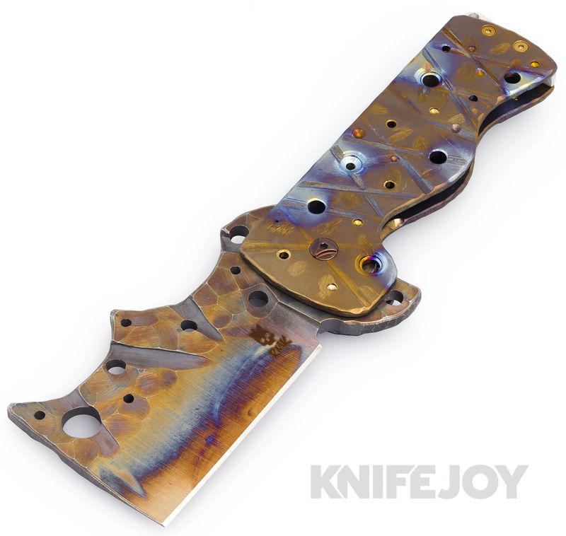 RichMade Knives BG Large Zombie Killer Folder Flamed Blade with Flamed Titanium Handles