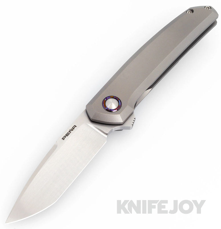 Enrique Pena Custom Cobra Flipper Plain Satin Blade with Titanium Scales/ Dark Mokuti Clip