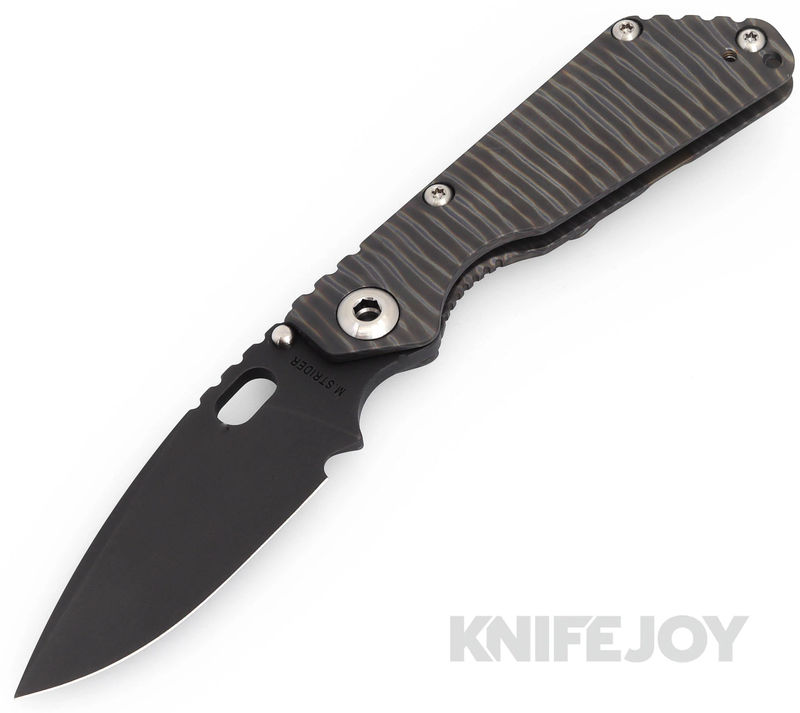 Mick Strider Knives  SnG Black Drop Point Blade with Strider Flamed CC Titanium Handles