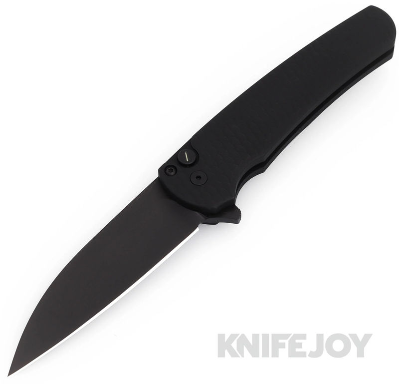 Pro-tech Knives PT5336-OPERATOR Malibu Flipper Stonwash Magnacut Black Wharncliffe Blade with Black Dragon Scale Aluminum Handles