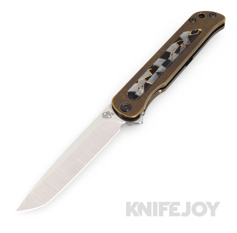 Medford Knives T-Bone S45VN Tumbled Tanto Blade with Bronze Mosaic Handles/ Bronze Spring/ DLC Hardware and Clip