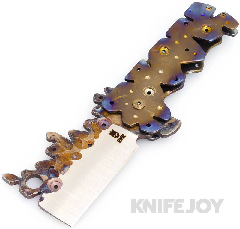 RichMade Knives AL Large Skeleton Zombie Killer Folder Flamed Blade with Flamed Titanium Handles
