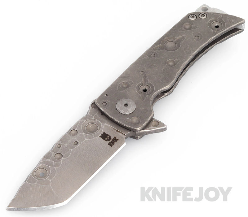 RichMade Knives BE Grim Reaper Crucible 154CM Stainless Blade with Moon Crater Titanium Scales