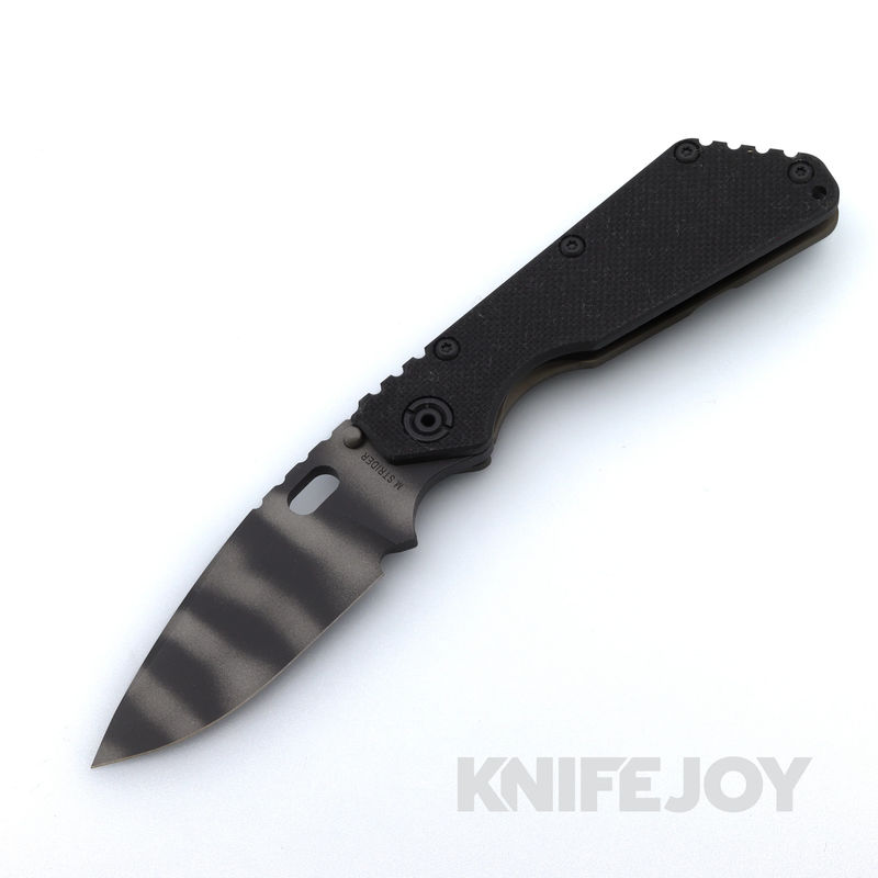 Mick Strider Knives SMF Tiger Stripe Magnacut Blade with Black G10 / Titanium Handle