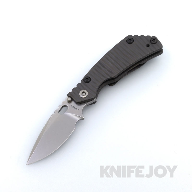 Mick Strider Knives PT with Stonewash Magnacut Blade and Strider Flamed Stripe Titanium Hybrid Handles