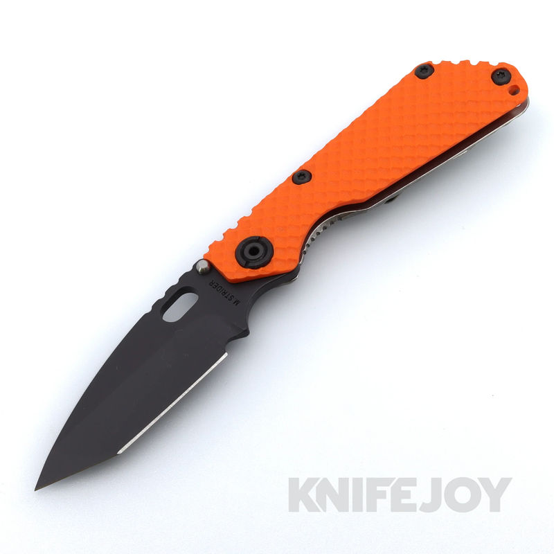 Mick Strider Knives SnG Black Oxide Magnacut Tanto Blade with Orange Double Gunner Grip G10 Handle