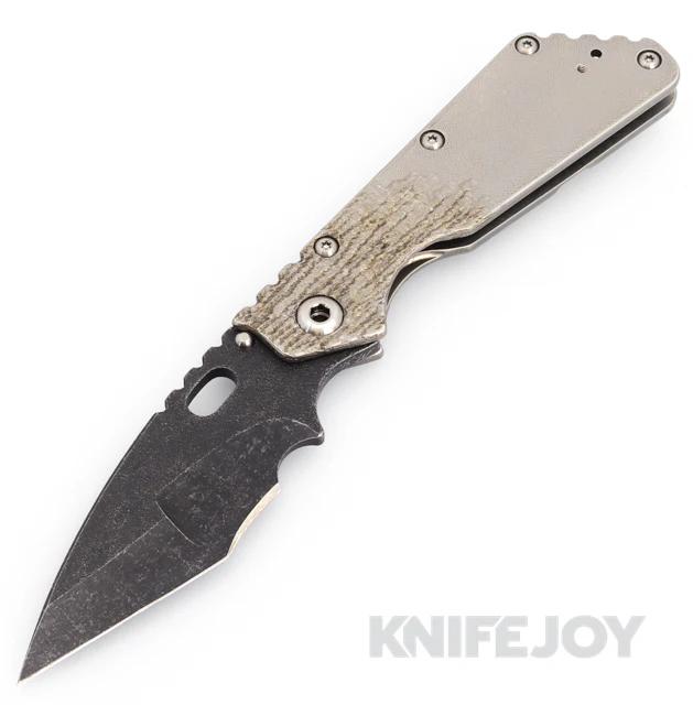 Mick Strider Custom Knives XL Custom Nightmare Grind Blade with One Off Hand Textured Titanium Handles
