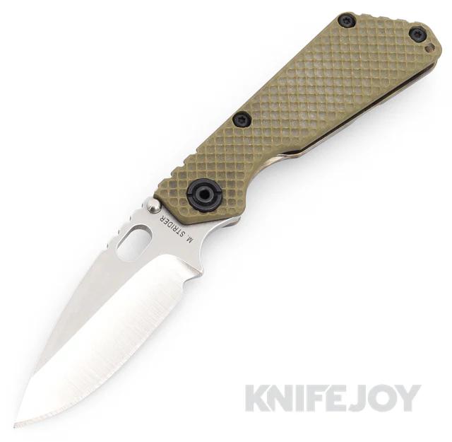 Mick Strider Custom Knives SnG Satin Blade with Hybrid Green Gunner Grip G10 Handle