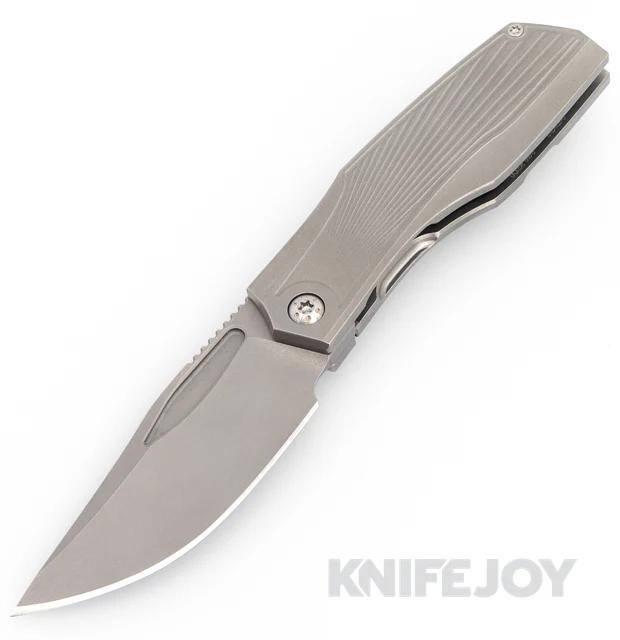 Prince Customs Protean Folder Knife 20CV Blade with Sunburst Textured Grey Handles and Timascus Clip