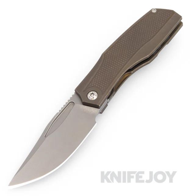 Prince Customs Protean Folder Knife Magnacut Blade with Knurled Textured Charcoal Handle