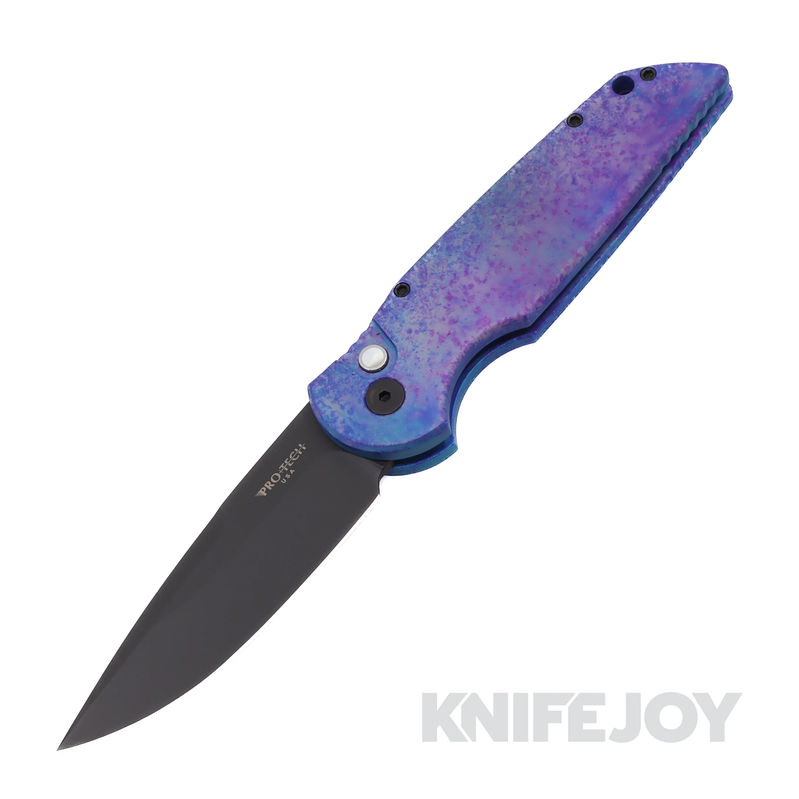 Pro-tech Knives Custom 2024 Tactical Response 3 Auto Folder DLC Black Blade with Solid "Jazz" Handle/ Pearl Button