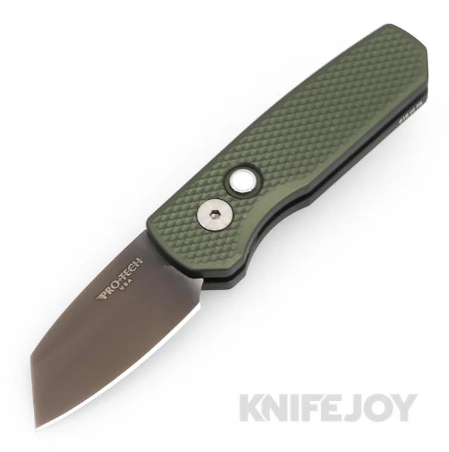 Pro-tech Knives BLADEWEST 2024  Runt with Smoky Grey DLC Magnacut Blade with Textured Green Handle