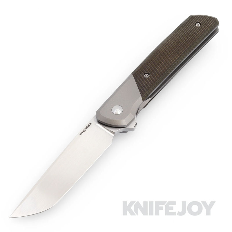 Enrique Pena Custom "La Carolina" Flipper Blade with Brown Micarta Scales/ Mokuti Clip