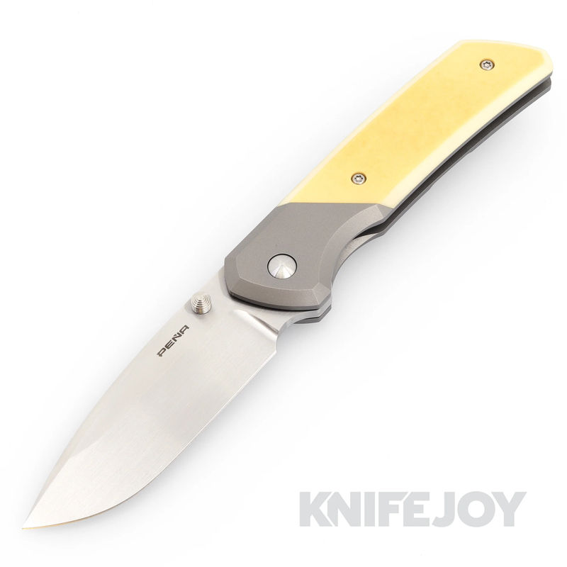 Enrique Pena Custom "La Sofia" Flipper Satin Blade with Titanium Bolster / Vintage Micarta Scale