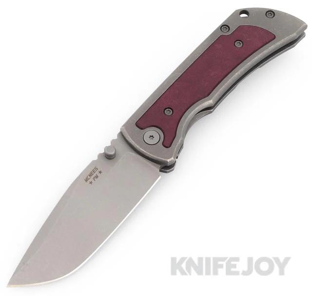 McNees Knives PM Mac2 3.5"- Gen2 Magnacut Blade and Wine Richlite Inlay/ Atomic Titanium Handle
