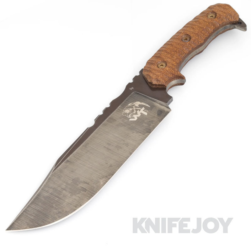 Wander Tactical WTK209 Drago Raw D2 Blade Finish with Brown Grooved Micarta Handles