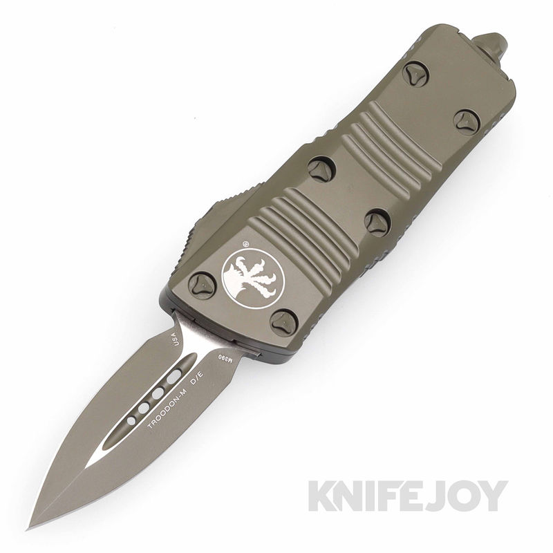 MICROTECH 238-1COD Troodon-Mini OTF Auto Double Edge Cerakote OD Green Standard Blade with Cerakote OD Green Aluminum Handles
