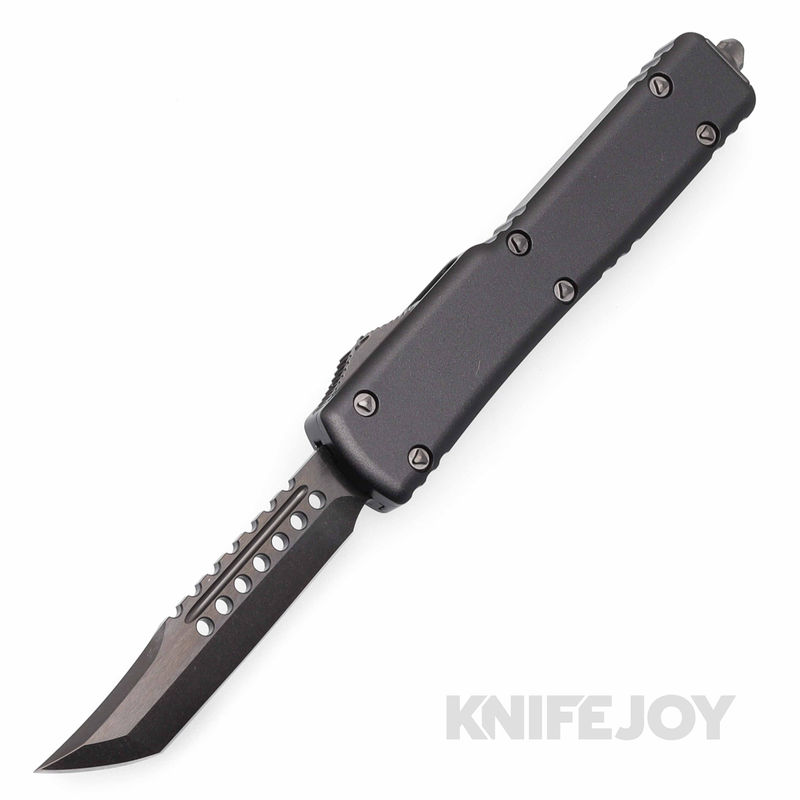 MICROTECH 419-1DLCTSH UTX-70 OTF Hell Hound Auto Shadow DLC Standard Blade with DLC Hardware/ Black Aluminum Handles