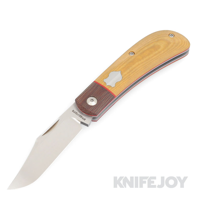 Enrique Pena Custom Slipjoint Lanny's Clip Plain Satin Blade with Brown Micarta Scales/ Brown Micarta Bolsters
