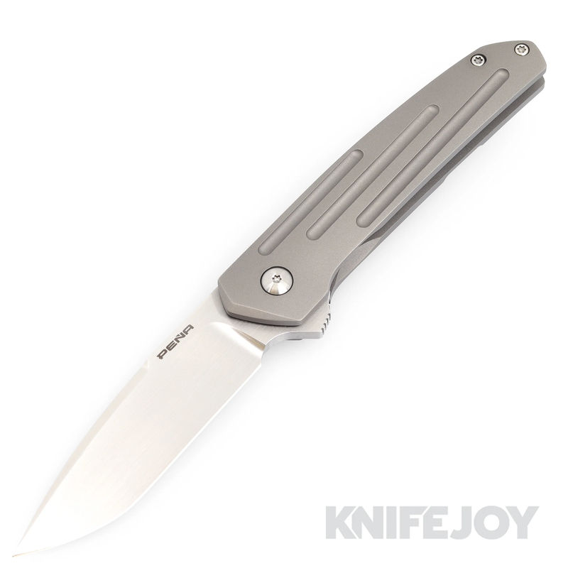 Enrique Pena Custom Cobra Flipper Plain Satin Blade with Fluted Titanium Scales/ Dark Zircuti Clip