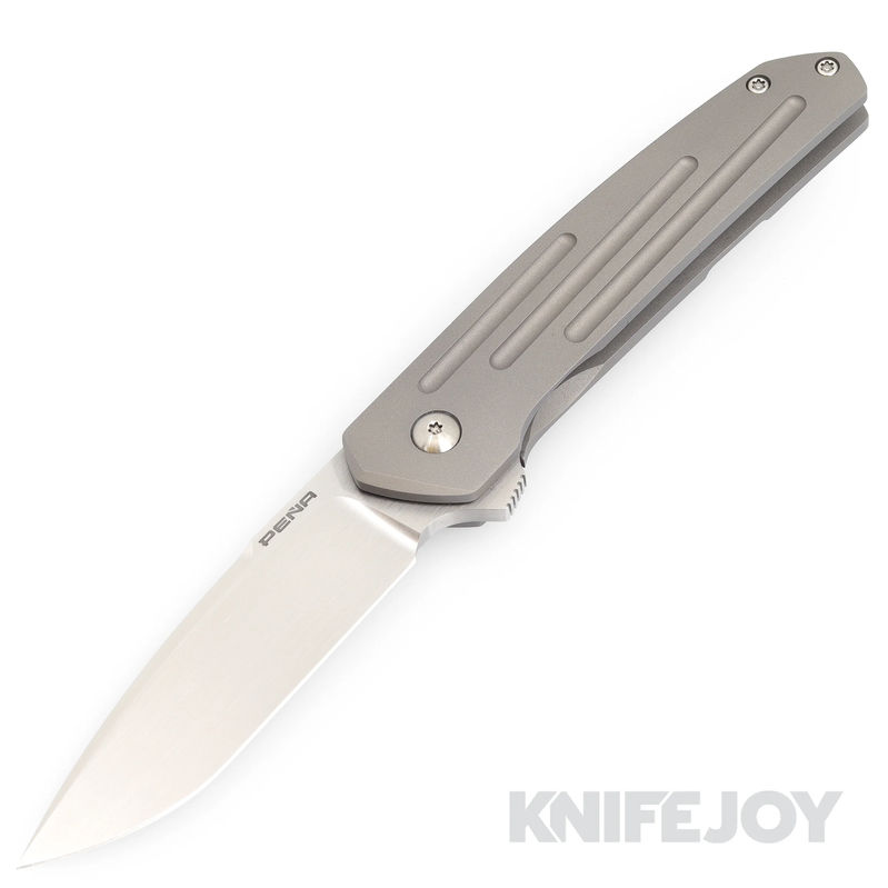 Enrique Pena Custom Cobra Flipper Plain Satin Blade with Fluted Titanium Scales/ Dark Zircuti Clip