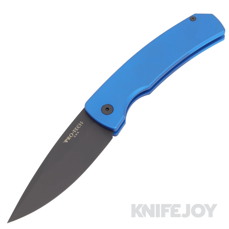 Pro-tech Knives PTM2603-BLUE Auto Magic 2 Whiskers-Scale Release Black Plainedge Blade with Solid Blue Aluminum Handles