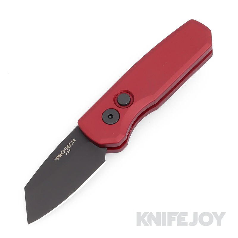 Pro-tech Knives PTR5403-RED Auto Runt 5 Reverse Tanto DLC Black Magnacut Blade with Red Aluminum Handles
