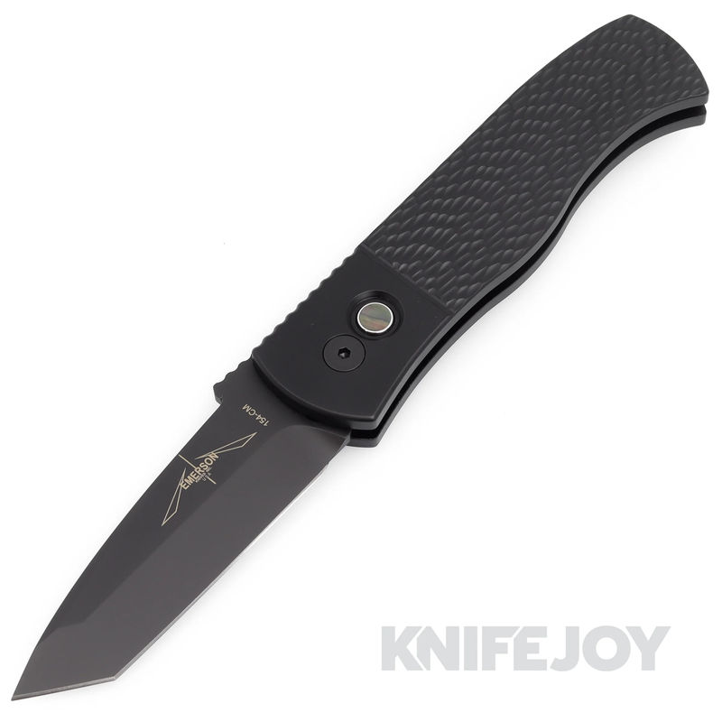 Pro-tech Knives PT2023CQC7-BSW Emerson CQC7 Auto DLC Tanto CPM-154CM Blade with Black Jigged Aluminum Handles/ Pearl Button Knife