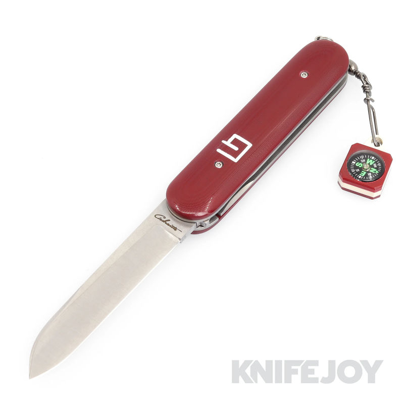 Chuck Gedraitis  Custom Knives Switch Army Switchblade Knife AEB-L Blade with Red G10 Scales/ Titanium Liners/ Compass Lanyard
