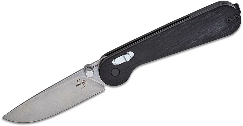 Boker Knives Boker Plus 01BO899 Hebdo Folding Knife Stonewash Nitro-V Blade with Black G10 Handles
