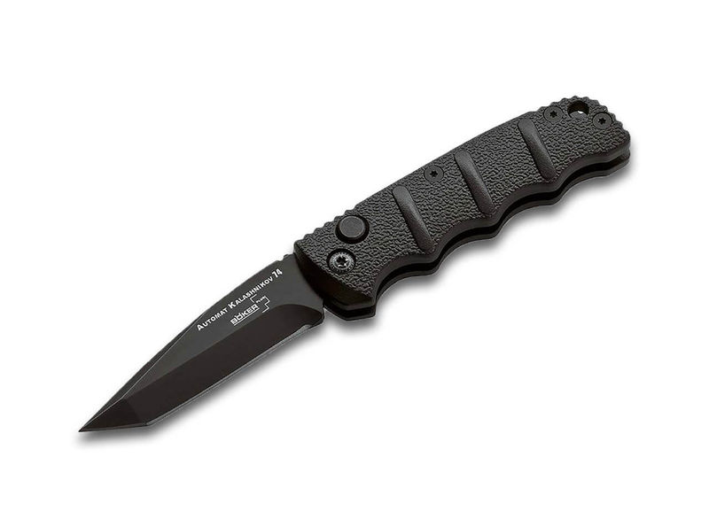 Boker Knives Boker Plus 01KALS104 KALS Mini Auto Knife Black Tanto Blade with Black Aluminum Handles