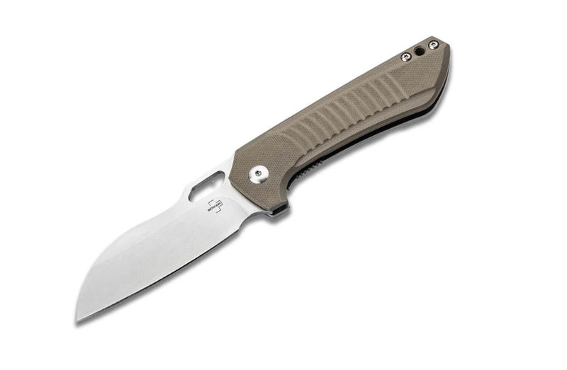 Boker Knives Boker Plus 01BO693 Swoopy Folder Stonewash Finish Blade with Sandy Brown G10 Handles