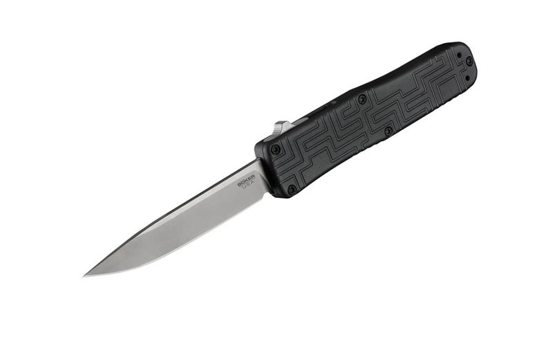 Boker Knives Boker Plus 06EX260 Auto OTF Black Aluminum Handle and Plain Blade Knife