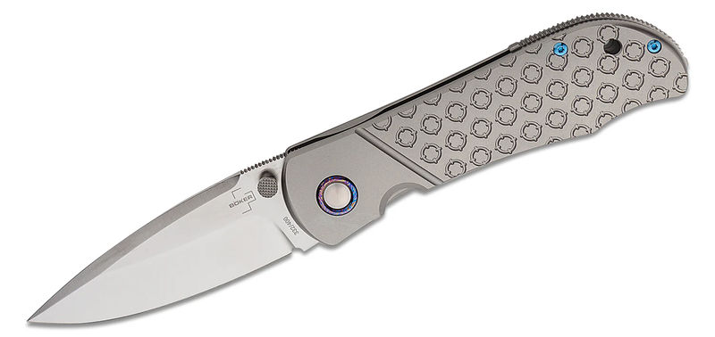 Boker Knives 01BO2023 Plus Collection 2023 Framelock Folder Thumbstud Magnacut Blade with Titanium Handles