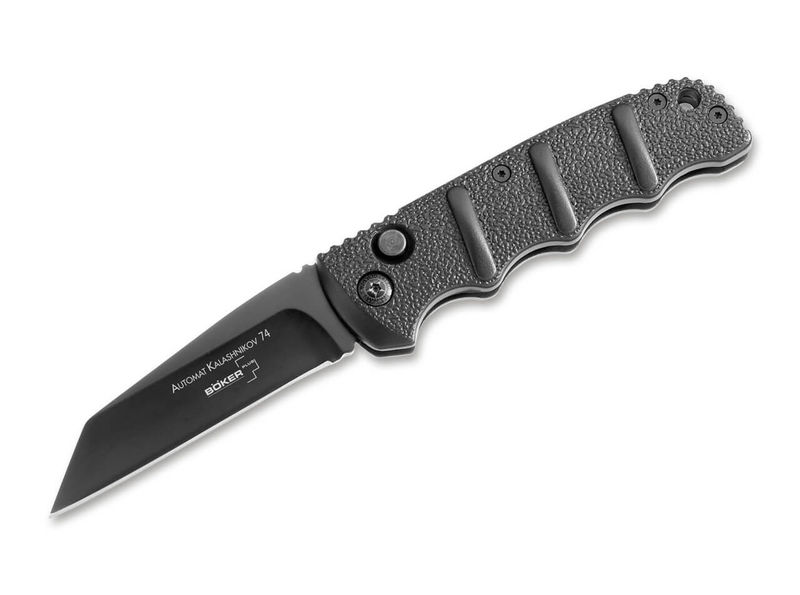 Boker Knives Boker Plus 01KALS104 KALS74 Auto Knife Black Sheepsfoot Blade with Black Aluminum Handles