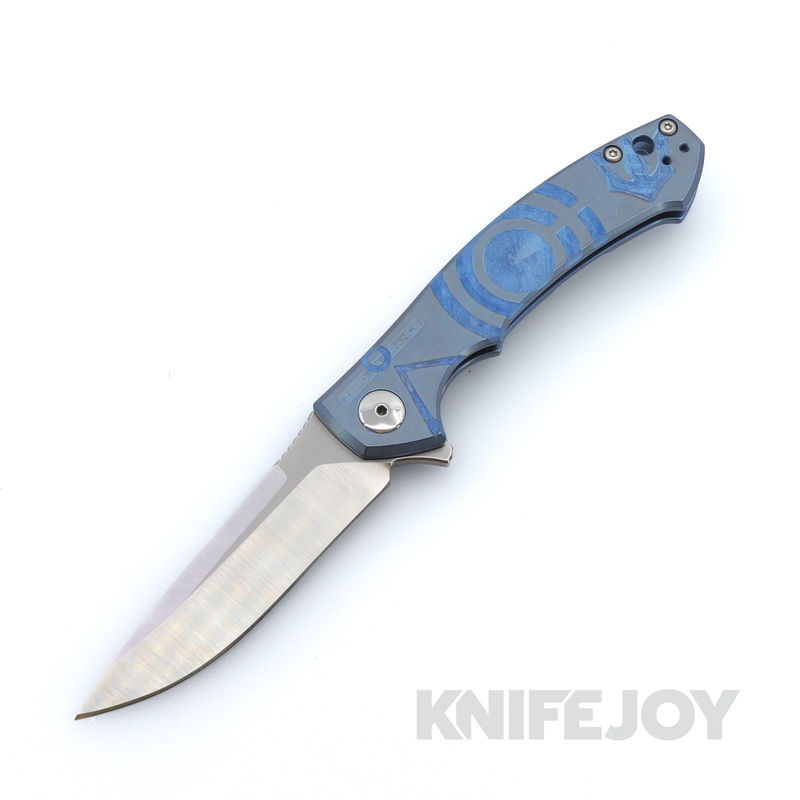 Zero Tolerance Knives ZT 0450 S35VN Blade with Titanium Handles and BoatRight Bladeworks Blue/Bronze Engraved Atlantean Pattern