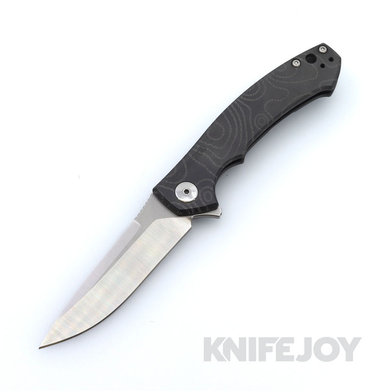 Zero Tolerance Knives ZT 0450 S35VN Blade with Titanium Handles and BoatRight Bladeworks Black Engraved Topo Pattern