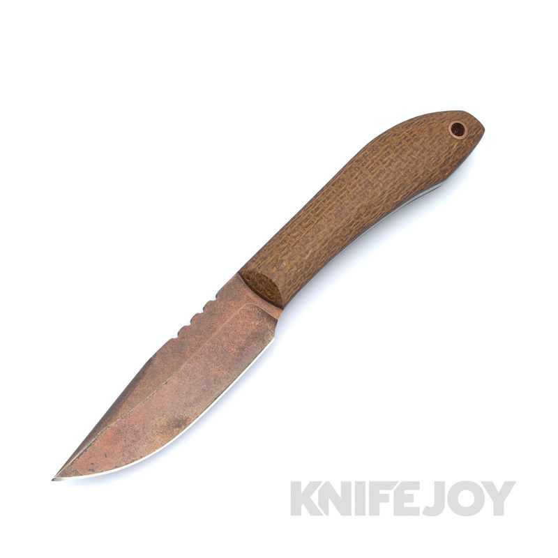 Boatright Bladeworks Custom Mudlark #019 154CM Fixed Blade with Burlap Micarta Handles