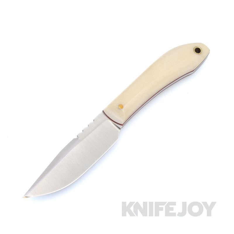 Boatright Bladeworks Custom Mudlark #004 154CM Fixed Blade with Bone Linen Handles and Red Liners