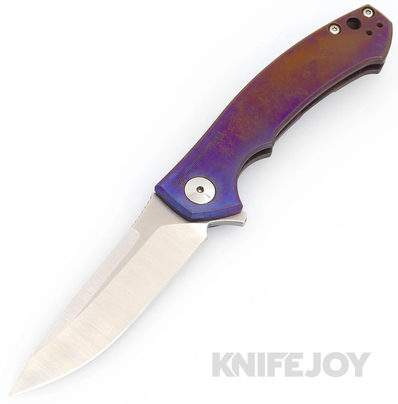 Zero Tolerance Knives ZT 0450 S35VN Blade with BoatRight Bladeworks Blue/ Purple Antique Anodized Titanium Handles