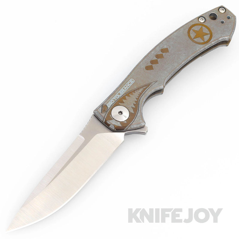 Zero Tolerance Knives ZT 0450 S35VN Blade with BoatRight Bladeworks Engraved  Flying Tiger Aqua/ Bronze Titanium Handles