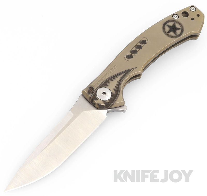 Zero Tolerance Knives ZT 0450 S35VN Blade with BoatRight Bladeworks Engraved Flying Tiger Bronze Titanium Handles