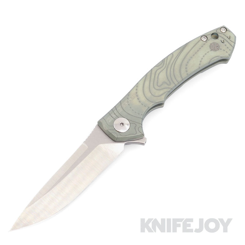 Zero Tolerance Knives ZT 0450 S35VN Blade with BoatRight Bladeworks Engraved TOPO Map Green Anodized Titanium Handles
