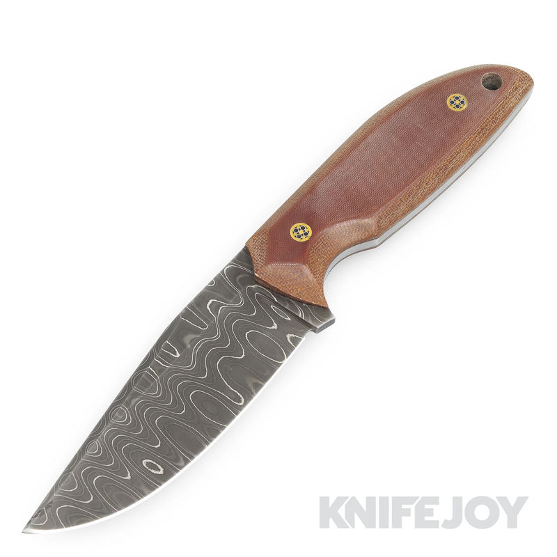 Boatright Bladeworks Custom Gulch Knife Alabama Damascus Blade with Vintage Natural Micarta Handles/ Mosaic Hardware