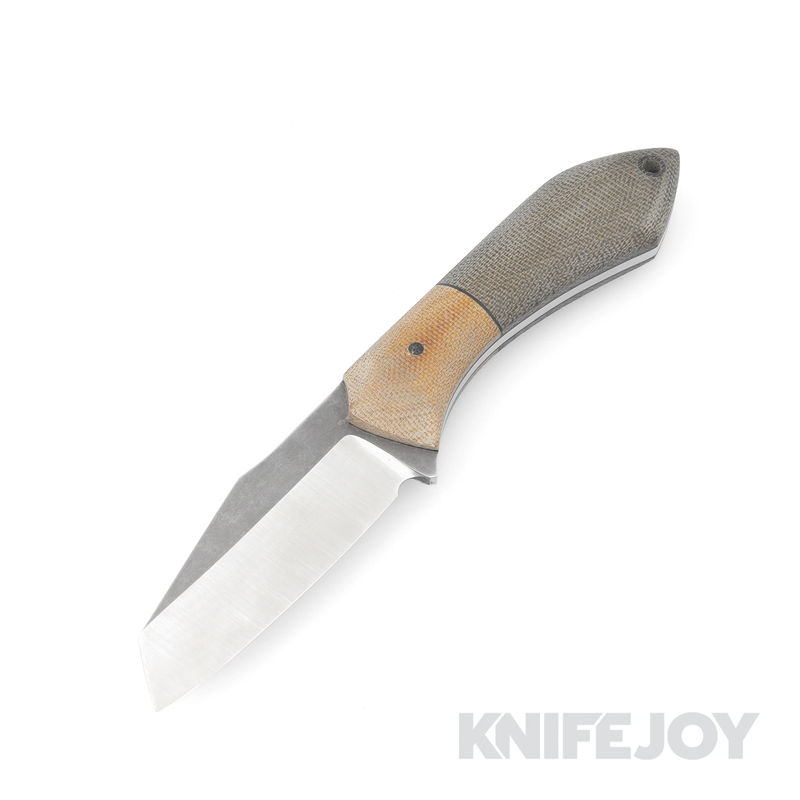 Boatright Bladeworks Custom Moraine-M Nitro-V Fixed Blade with Natural/ OD Green Canvas Micarta Handles