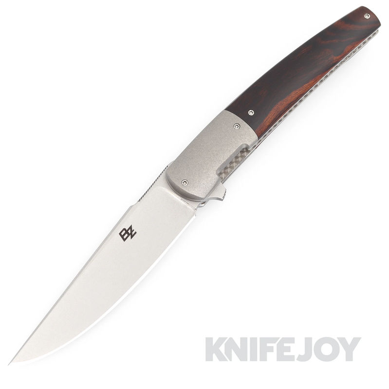 Brad Zinker Knives Sway Front Trapper Flipper Stonewashed CPM 154 Blade with Desert Ironwood Scales