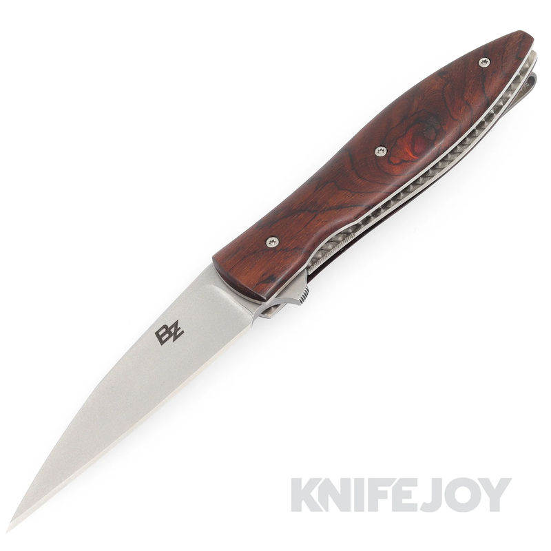 Brad Zinker Knives 287 Liner Lock Flipper Stonewashed CPM 154 Flare Wharncliffe Blade with Cocobolo Scales