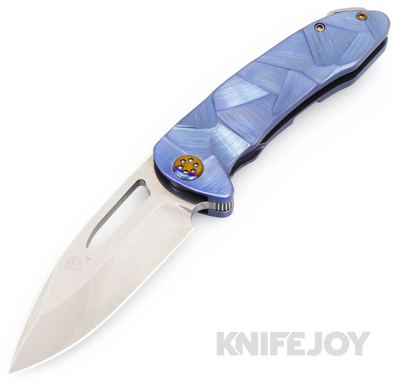 Medford Knives On Belay Texas Blade Show 2024 S45VN Satin Standard Blade with Blue Stained Glass Handles/ Flamed Hardware and Clip