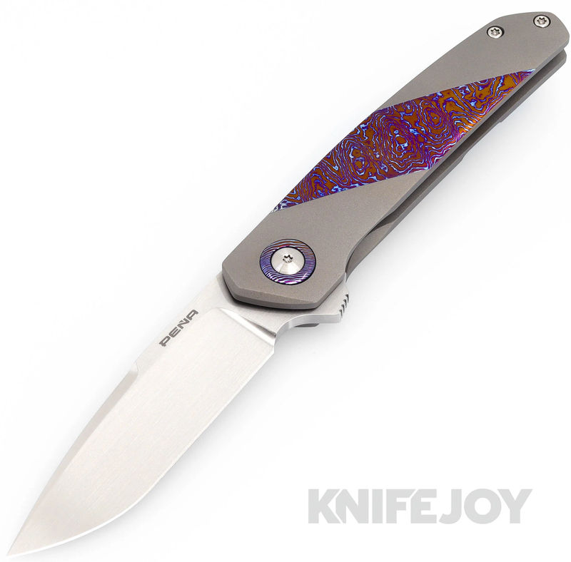 Enrique Pena Custom Cobra Flipper Plain Satin Blade with Zircuti/ Titanium Scales/ Dark Zircuti Clip
