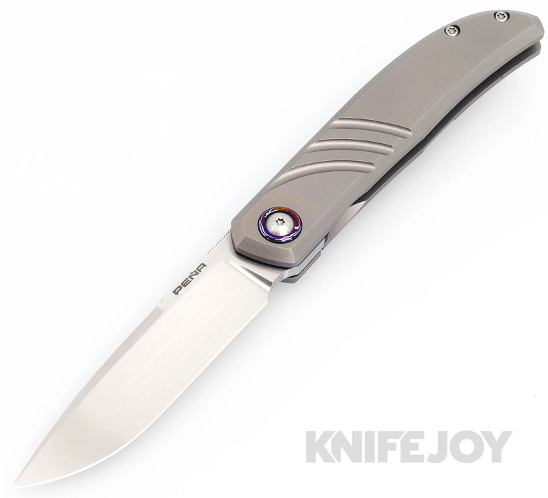 Enrique Pena Custom Rio Grande Front Flipper Plain Satin Blade with Titanium Scales/ Dark Zircuti Clip